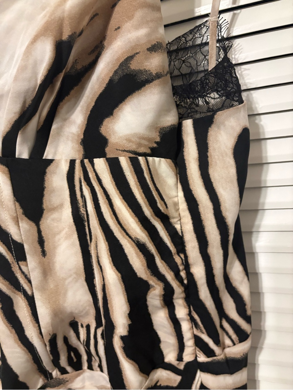 Fashion Nova Black and Beige Zebra Slip Maxi Dress - Picture 3 of 4